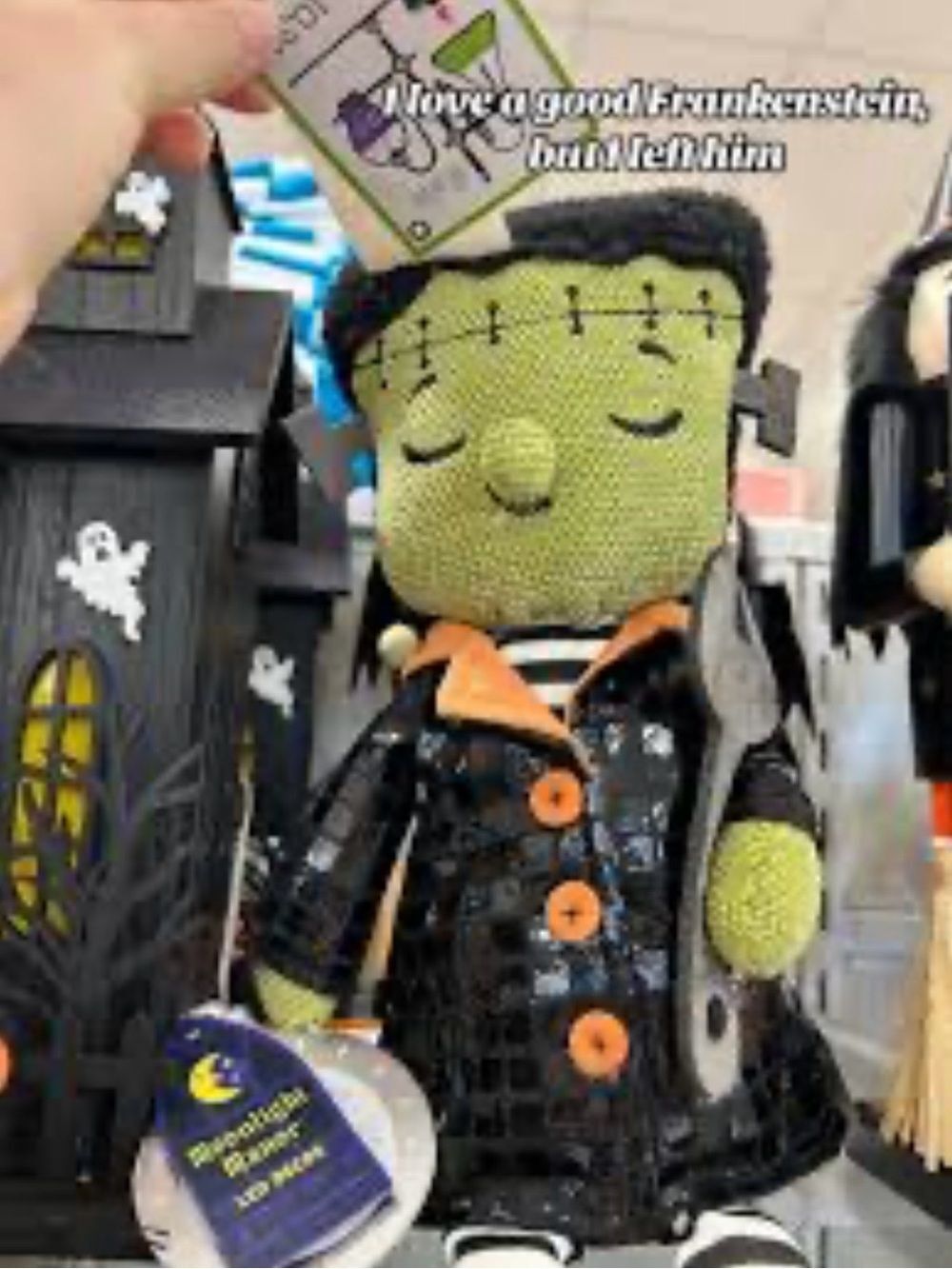 #1997**Handmade Frankenstein Doll Plush - Green & Black with Orange Accents